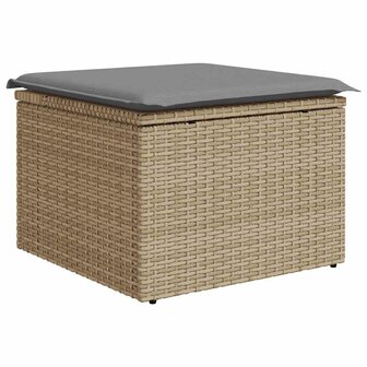 9-delige Loungeset met kussens poly rattan acacia beige