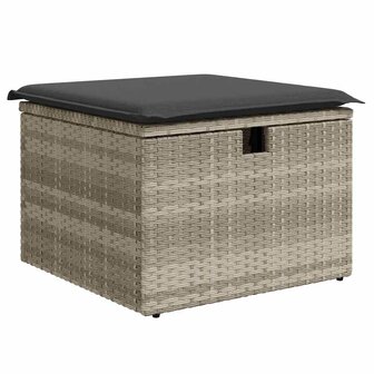 9-delige Loungeset met kussens poly rattan lichtgrijs