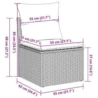 2-delige Loungeset met kussens poly rattan acacia bruin