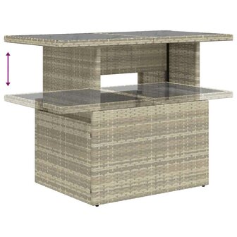 9-delige Loungeset met kussens poly rattan lichtgrijs