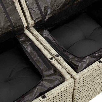 9-delige Loungeset met kussens poly rattan lichtgrijs