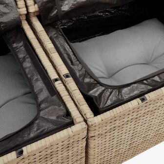 11-delige Tuinset met kussens poly rattan beige