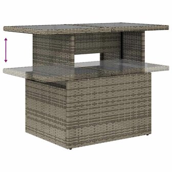9-delige Loungeset met kussens poly rattan grijs