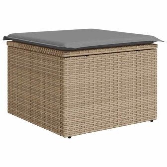 8-delige Loungeset met kussens poly rattan beige