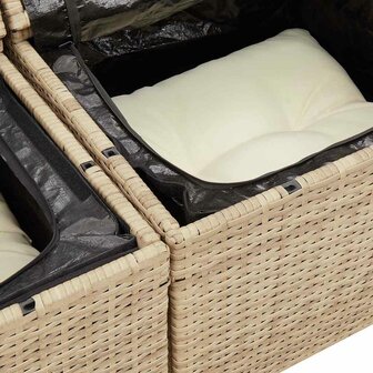 8-delige Loungeset met kussens poly rattan beige