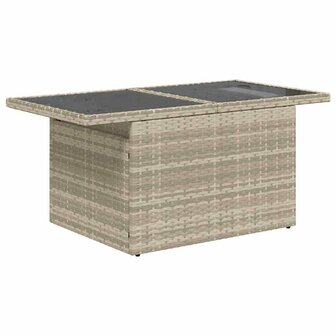 9-delige Loungeset met kussens poly rattan lichtgrijs