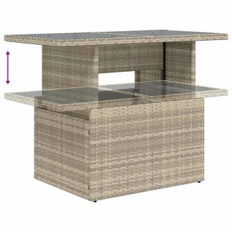 9-delige Loungeset met kussens poly rattan lichtgrijs