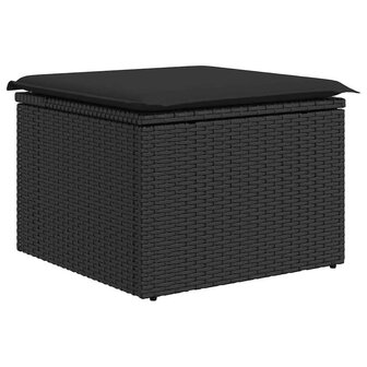 6-delige Loungeset met kussens poly rattan acacia zwart