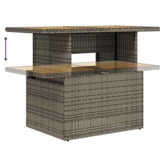 8-delige Loungeset met kussens poly rattan grijs