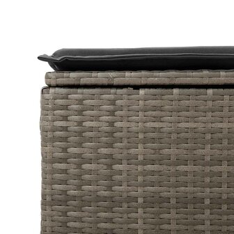 8-delige Loungeset met kussens poly rattan grijs