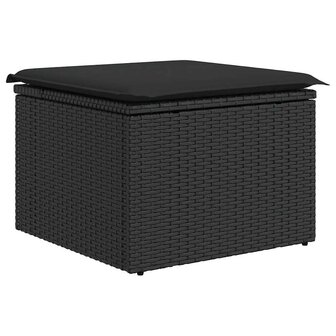 8-delige Loungeset met kussens poly rattan zwart