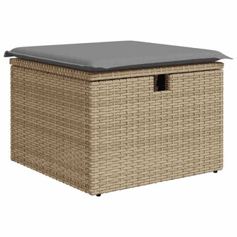 5-delige Loungeset met kussens poly rattan en acaciahout beige