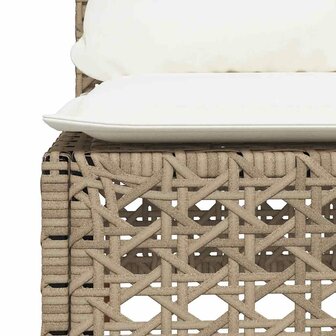 9-delige Loungeset met kussens poly rattan beige