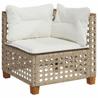 9-delige Loungeset met kussens poly rattan beige