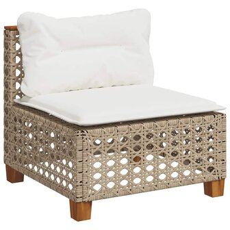 5-delige Loungeset met kussens poly rattan beige