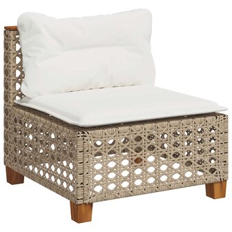 9-delige Loungeset met kussens poly rattan beige