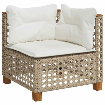 6-delige Loungeset met kussens poly rattan beige