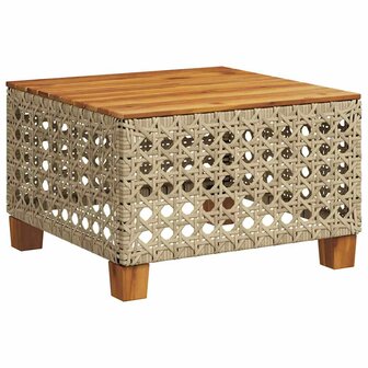 6-delige Loungeset met kussens poly rattan beige