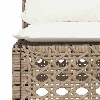 6-delige Loungeset met kussens poly rattan beige