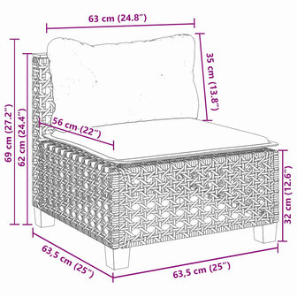 6-delige Loungeset met kussens poly rattan beige