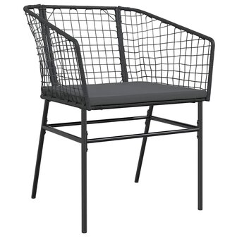 9-delige Tuinset met kussens poly rattan glas zwart