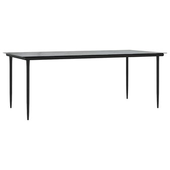 9-delige Tuinset met kussens poly rattan glas zwart