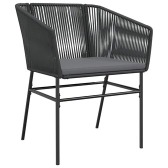 7-delige Tuinset met kussens poly rattan glas zwart