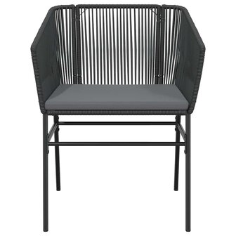 7-delige Tuinset met kussens poly rattan glas zwart