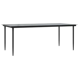 7-delige Tuinset met kussens poly rattan glas zwart