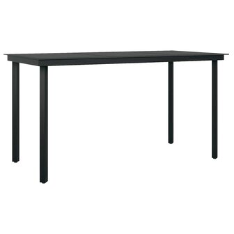 5-delige Tuinset met kussens poly rattan glas zwart