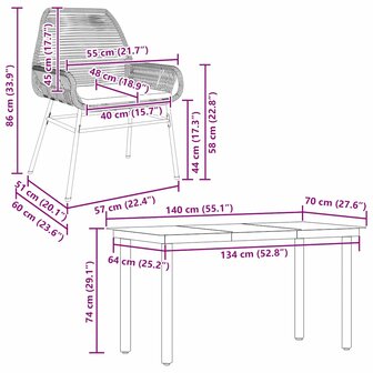 5-delige Tuinset met kussens poly rattan glas zwart