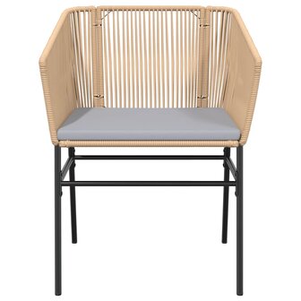 5-delige Tuinset met kussens poly rattan glas bruin