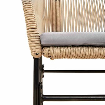 5-delige Tuinset met kussens poly rattan glas bruin