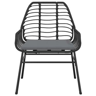 5-delige Tuinset met kussens poly rattan glas zwart