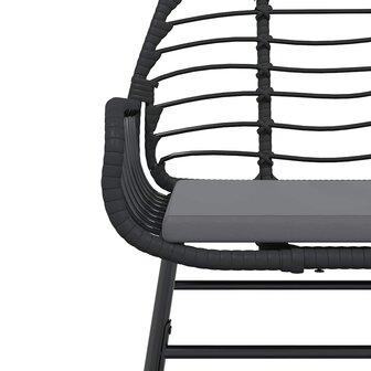 5-delige Tuinset met kussens poly rattan glas zwart
