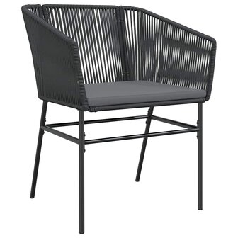 7-delige Tuinset met kussens poly rattan glas zwart