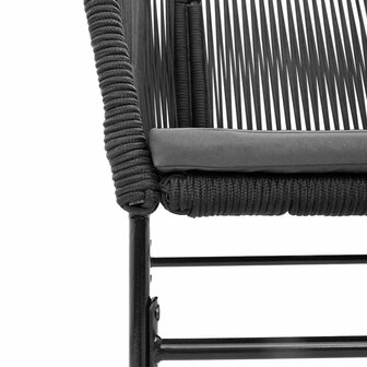 7-delige Tuinset met kussens poly rattan glas zwart
