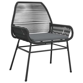 7-delige Tuinset met kussens poly rattan glas zwart