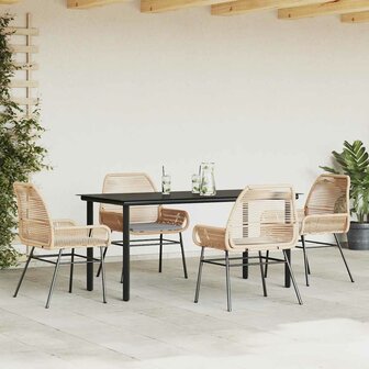 5-delige Tuinset met kussens poly rattan glas bruin