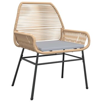 5-delige Tuinset met kussens poly rattan glas bruin