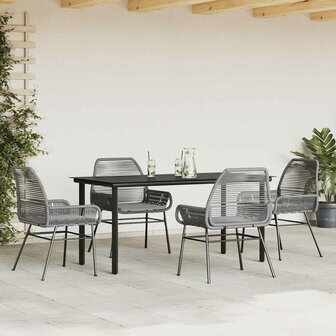 5-delige Tuinset met kussens poly rattan glas grijs