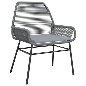 5-delige Tuinset met kussens poly rattan glas grijs