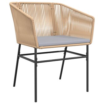 7-delige Tuinset met kussens poly rattan glas bruin