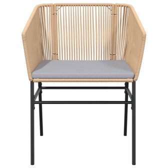 7-delige Tuinset met kussens poly rattan glas bruin