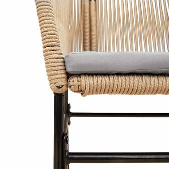 7-delige Tuinset met kussens poly rattan glas bruin