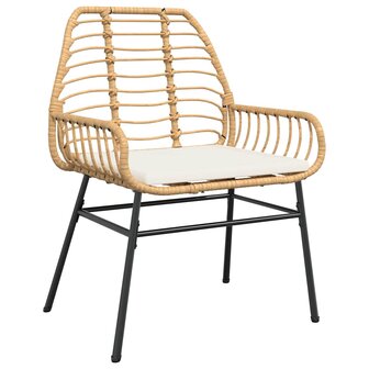 5-delige Tuinset met kussens poly rattan glas bruin