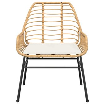 5-delige Tuinset met kussens poly rattan glas bruin