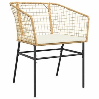 7-delige Tuinset met kussens poly rattan glas bruin