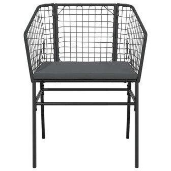 7-delige Tuinset met kussens poly rattan glas zwart