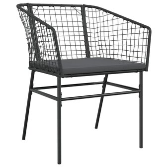 5-delige Tuinset met kussens poly rattan glas zwart